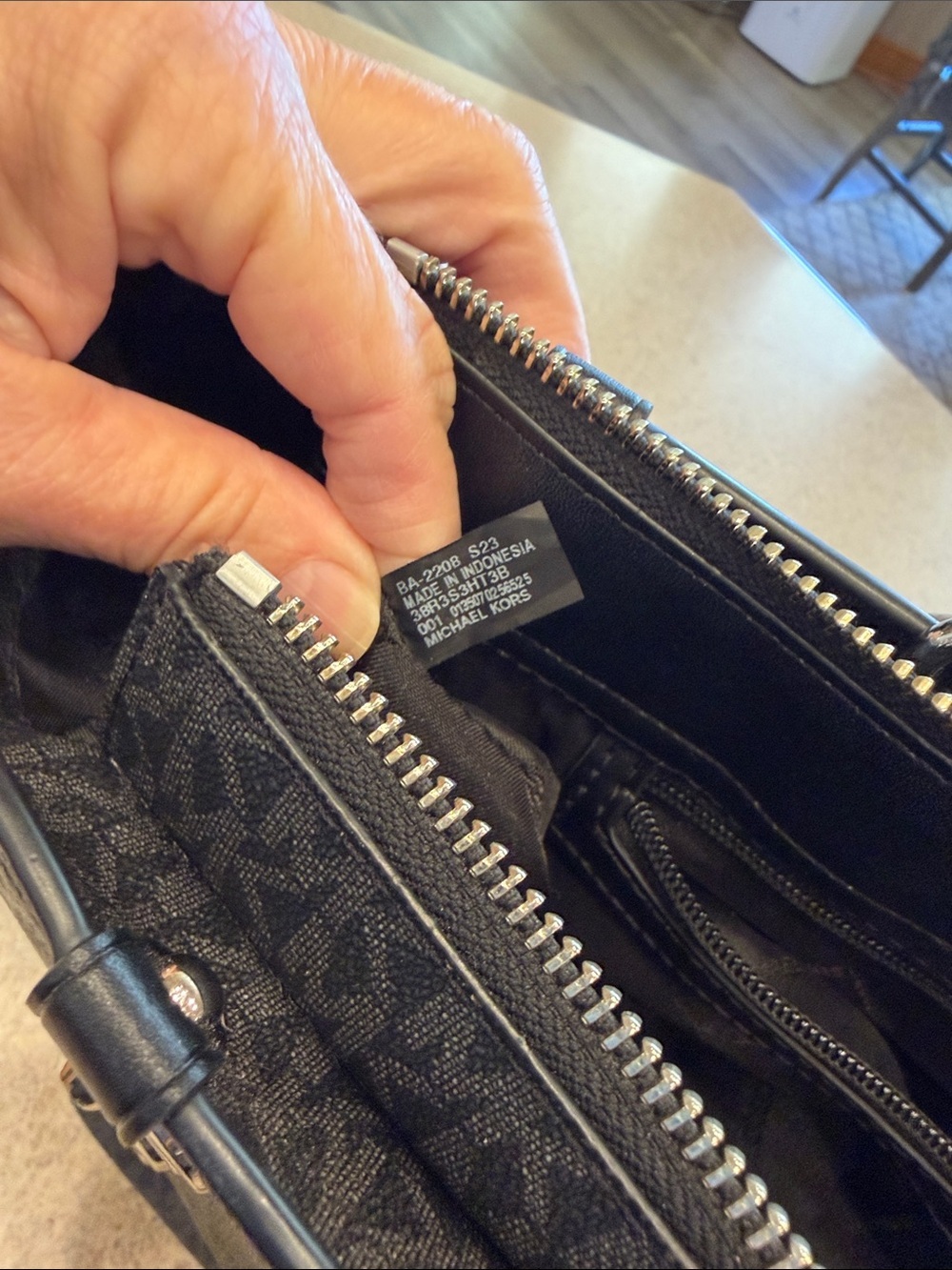 Michael Kors Black Tote with Silver Accents and Logo Print - Picture 15 of 16